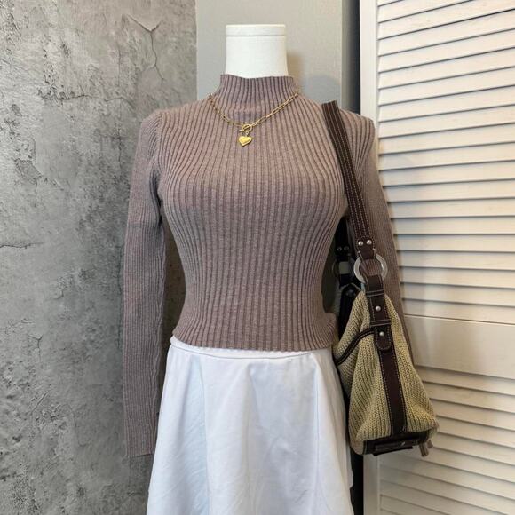 Other Sweaters - Preppy Brown Ribbed Turtleneck Sweater